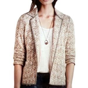 Anthropologie Saturday Sunday Paracas yellow mustard print open front cardigan